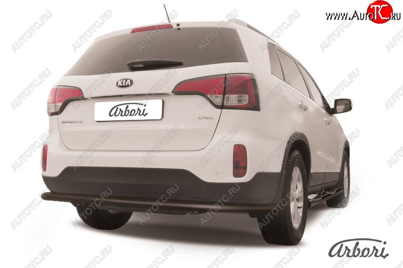 10 529 р. Защита заднего бампера Arbori (длинная, черная, 1 труба d57 mm). KIA Sorento XM рестайлинг (2012-2015)  с доставкой в г. Воронеж