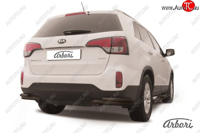 7 829 р. Защита заднего бампера Arbori (радиусная, черная, 1 труба d57 mm). KIA Sorento XM рестайлинг (2012-2015)  с доставкой в г. Воронеж