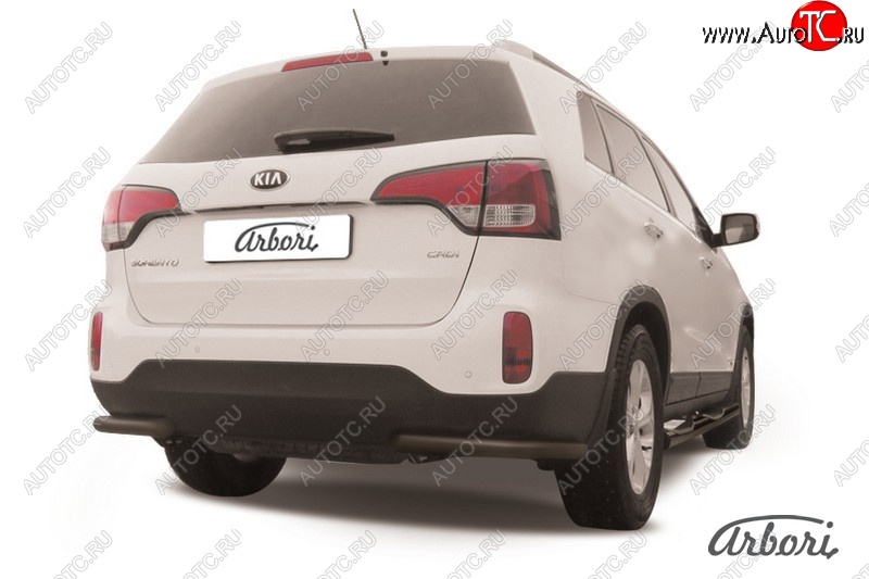7 019 р. Защита заднего бампера Arbori (черная, 1 труба d57 mm). KIA Sorento XM рестайлинг (2012-2015)  с доставкой в г. Воронеж