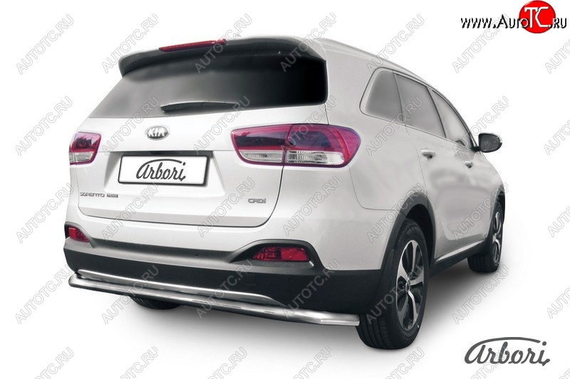 15 299 р. Защита заднего бампера Arbori (длинная, нержавейка, 1 труба d57 mm). KIA Sorento UM/Prime дорестайлинг (2014-2018)  с доставкой в г. Воронеж