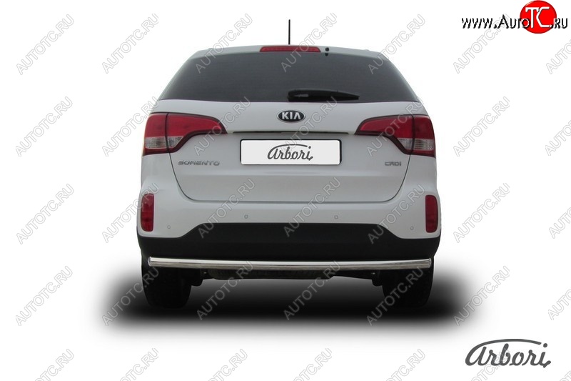 14 849 р. Защита заднего бампера Arbori (радиусная, нержавейка, 1 труба d57 mm).  KIA Sorento  XM (2012-2015) рестайлинг  с доставкой в г. Воронеж