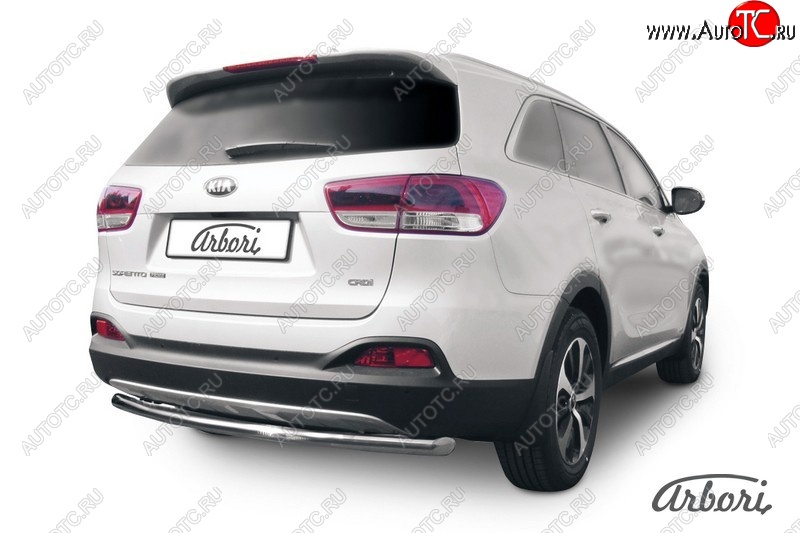 24 499 р. Защита заднего бампера Arbori (радиусная, нержавейка, 1 труба d57 mm).  KIA Sorento  UM/Prime (2014-2018) дорестайлинг  с доставкой в г. Воронеж