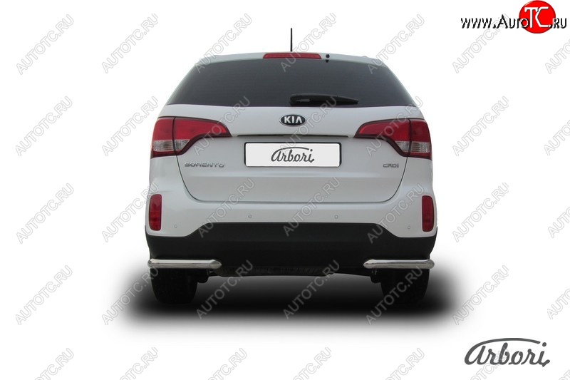 8 549 р. Защита заднего бампера Arbori (уголки, нержавейка, 1 труба d57 mm). KIA Sorento XM рестайлинг (2012-2015)  с доставкой в г. Воронеж
