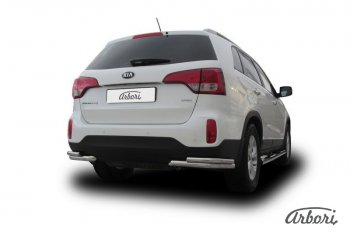 9 539 р. Защита заднего бампера Arbori (уголки, нержавейка, 2 трубы d57 и 42 mm). KIA Sorento XM рестайлинг (2012-2015)  с доставкой в г. Воронеж. Увеличить фотографию 2