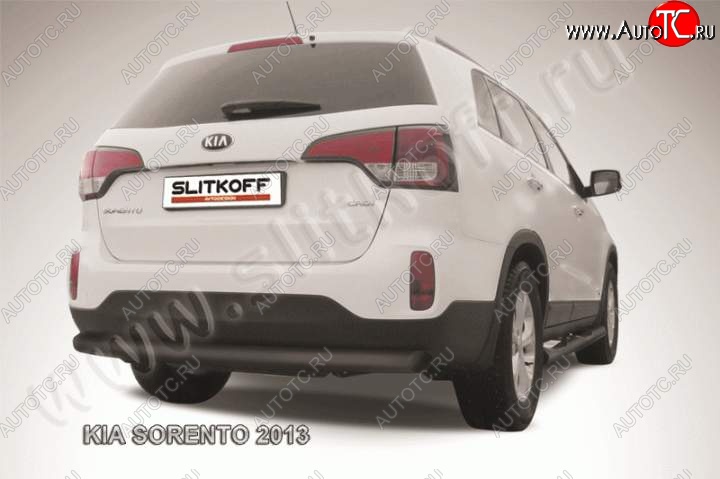 8 999 р. Защита заднего бампера из трубы d76 Slitkoff (длинная) KIA Sorento XM рестайлинг (2012-2015) (Цвет: серебристый)  с доставкой в г. Воронеж