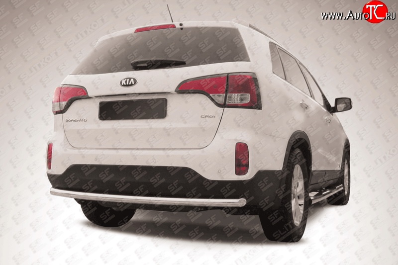11 599 р. Защита заднего бампера из короткой трубы диаметром 57 мм Slitkoff  KIA Sorento  XM (2012-2015) рестайлинг (Нержавейка, Полированная)  с доставкой в г. Воронеж