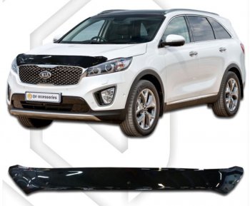 1 999 р. Дефлектор капота CA-Plastiс  KIA Sorento  UM/Prime (2014-2020) дорестайлинг, рестайлинг (Classic черный, Без надписи)  с доставкой в г. Воронеж. Увеличить фотографию 1