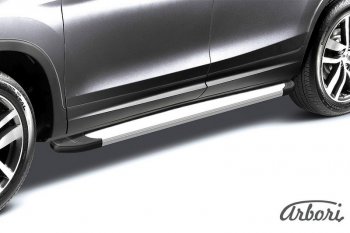 Порожки для ног Arbori Optima Silver KIA Sorento UM/Prime дорестайлинг (2014-2018)