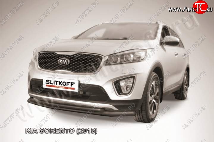 9 649 р. Защита переднего бампера из труб d57+d42 Slitkoff KIA Sorento UM/Prime дорестайлинг (2014-2018) (Цвет: серебристый)  с доставкой в г. Воронеж