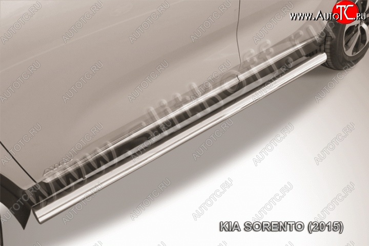 16 999 р. Защита порогов из круглой трубы диаметром 76 мм Slitkoff KIA Sorento UM/Prime дорестайлинг (2014-2018) (Нержавейка, Полированная)  с доставкой в г. Воронеж