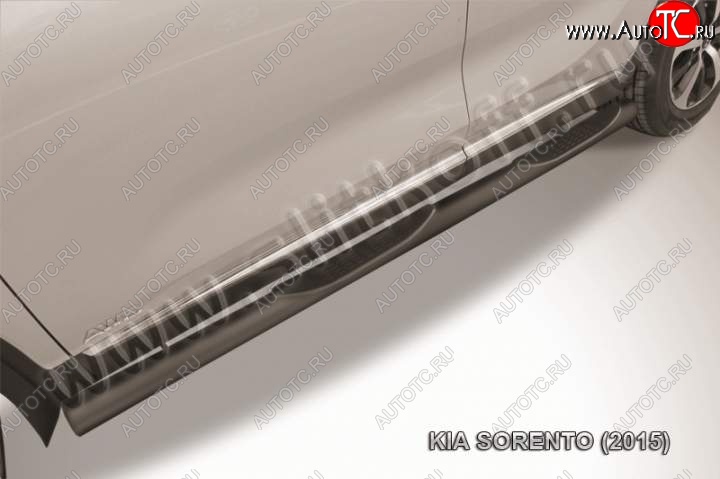 13 549 р. Защита порогов из труб d76 Slitkoff (с проступью) KIA Soul PS дорестайлинг (2014-2016) (Цвет: серебристый)  с доставкой в г. Воронеж