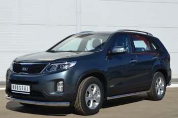 9 999 р. Защита порогов на SLITKOFF (труба D63 мм) KIA Sorento UM/Prime рестайлинг (2018-2020) (Защита порогов с закругленными торцами (вариант 3))  с доставкой в г. Воронеж. Увеличить фотографию 3