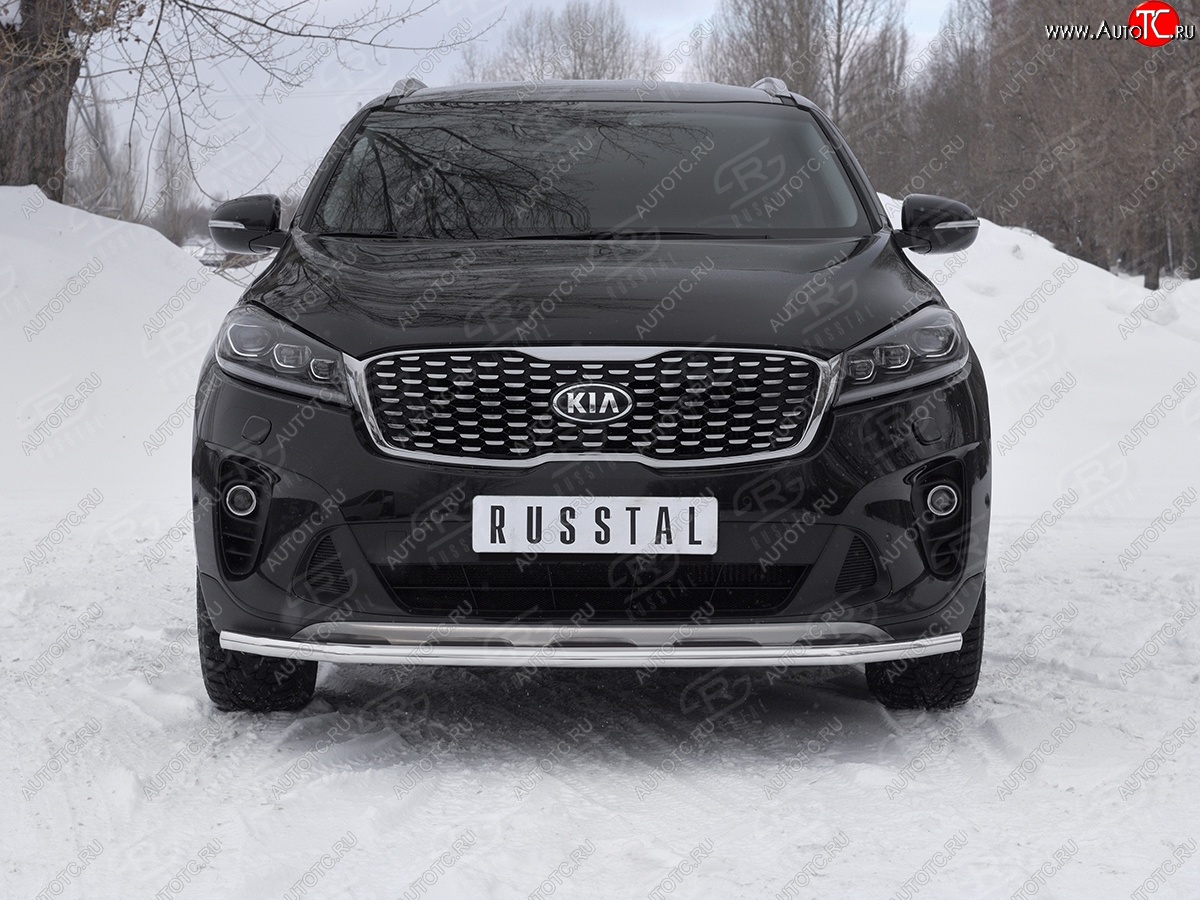 16 599 р. Защита переднего бампера (Ø42 мм, нержавейка) SLITKOFF KIA Sorento UM/Prime рестайлинг (2018-2020)  с доставкой в г. Воронеж