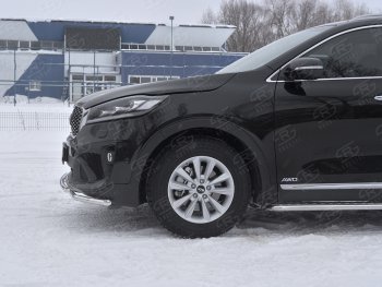 17 999 р. Защита переднего бампера (2 трубы Ø42 мм, нержавейка) SLITKOFF KIA Sorento UM/Prime рестайлинг (2018-2020)  с доставкой в г. Воронеж. Увеличить фотографию 3