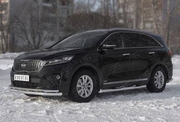 19 799 р. Защита переднего бампера (Ø 63/42 мм с углами, нержавейка) SLITKOFF KIA Sorento UM/Prime рестайлинг (2018-2020)  с доставкой в г. Воронеж. Увеличить фотографию 2