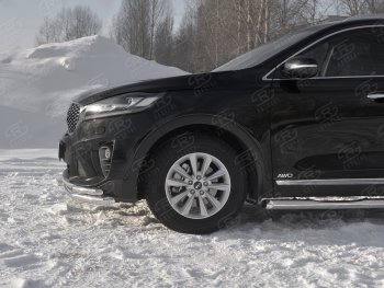 19 799 р. Защита переднего бампера (Ø 63/42 мм с углами, нержавейка) SLITKOFF KIA Sorento UM/Prime рестайлинг (2018-2020)  с доставкой в г. Воронеж. Увеличить фотографию 3