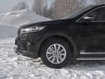 22 999 р. Защита переднего бампера (2 трубы Ø63 и 75х42 мм, нержавейка) SLITKOFF KIA Sorento UM/Prime рестайлинг (2018-2020)  с доставкой в г. Воронеж. Увеличить фотографию 3