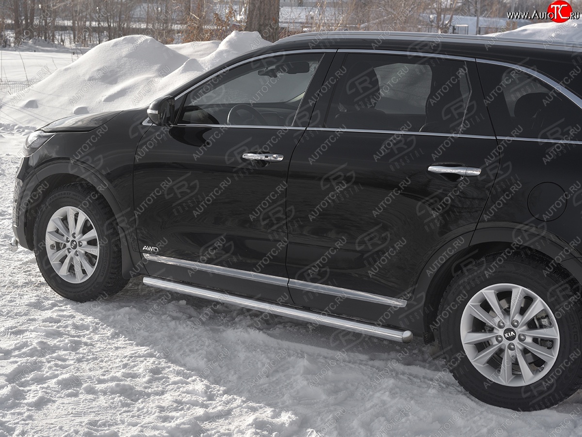 19 999 р. Защита порогов (Ø63 мм, нержавейка) SLITKOFF  KIA Sorento  UM/Prime (2018-2020) рестайлинг (Металлические торцы под 90°)  с доставкой в г. Воронеж
