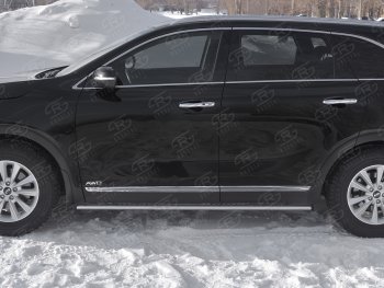 13 299 р. Защита порогов (Ø75x42 мм с проступью, нержавейка) Russtal KIA Sorento UM/Prime рестайлинг (2018-2020)  с доставкой в г. Воронеж. Увеличить фотографию 3