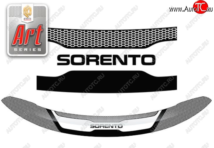 2 299 р. Дефлектор капота CA-Plastiс  KIA Sorento  XM (2012-2015) рестайлинг (серия Art графит)  с доставкой в г. Воронеж