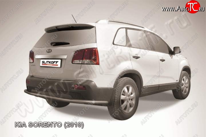 10 849 р. Защита заднего бампера из трубы d57 Slitkoff (длинная)  KIA Sorento  XM (2009-2012) дорестайлинг (Цвет: серебристый)  с доставкой в г. Воронеж