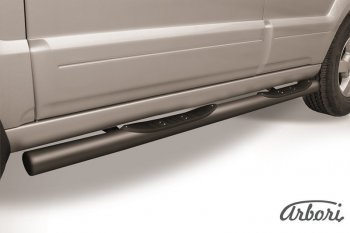 Защита штатных порогов Arbori (с проступью, черная, d76 mm). KIA Sorento BL дорестайлинг (2002-2006)