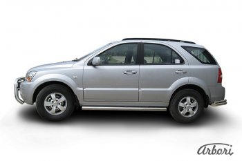 Защита штатных порогов Arbori (нержавейка, d76 mm). KIA Sorento BL дорестайлинг (2002-2006)