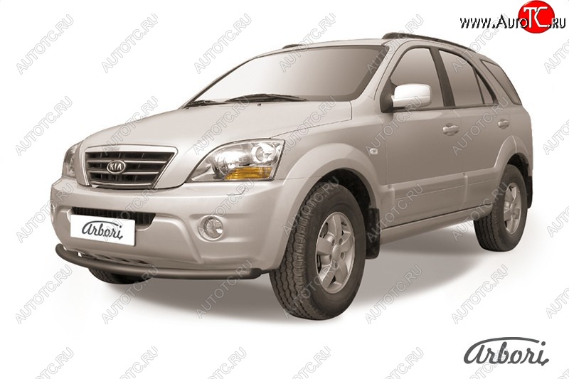 5 669 р. Защита переднего бампера Arbori (черная, 1 труба d57 mm). KIA Sorento BL дорестайлинг (2002-2006)  с доставкой в г. Воронеж