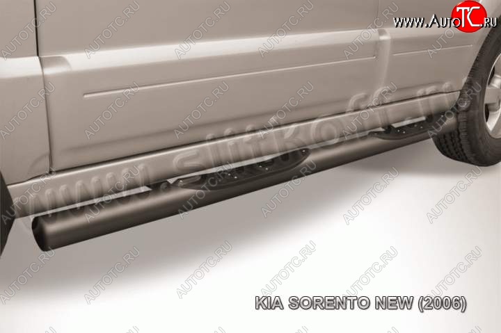 12 399 р. Защита порогов из труб d76 (с проступью) Slitkoff KIA Sorento BL рестайлинг (2006-2010) (Цвет: серебристый)  с доставкой в г. Воронеж