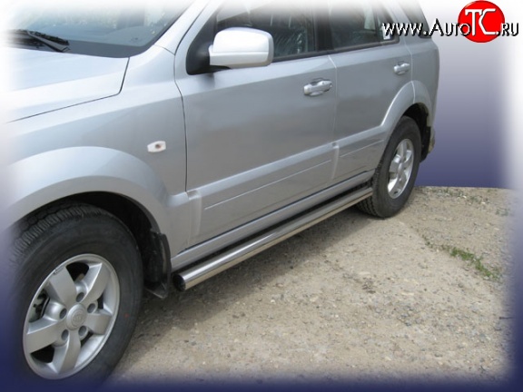 14 999 р. Защита порогов из круглой трубы диаметром 76 мм Slitkoff KIA Sorento BL рестайлинг (2006-2010) (нержавейка полированная)  с доставкой в г. Воронеж