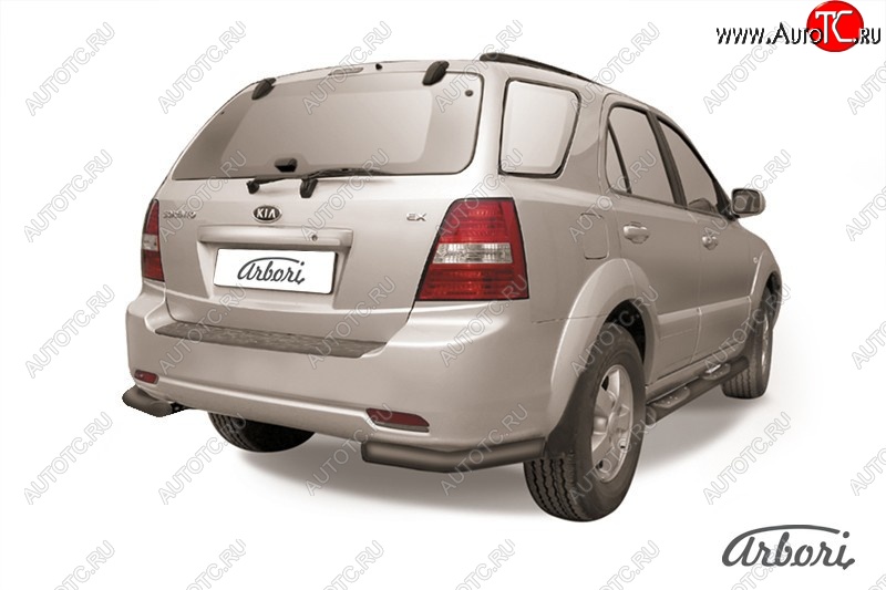 7 019 р. Защита заднего бампера Arbori (уголки, черная, 1 труба d57 mm). KIA Sorento BL дорестайлинг (2002-2006)  с доставкой в г. Воронеж