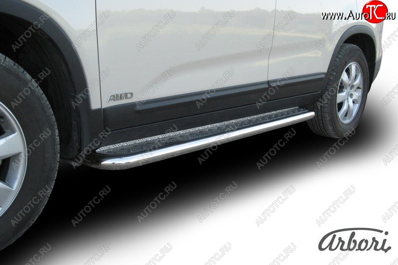 15 569 р. Защита штатных порогов с листом Arbori (нержавейка, алюминий, d57) KIA Sorento XM дорестайлинг (2009-2012)  с доставкой в г. Воронеж