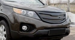 5 299 р. Решётка радиатора RA KIA Sorento XM дорестайлинг (2009-2012) (Глянец под окраску, с металлической сеткой, Неокрашенная)  с доставкой в г. Воронеж. Увеличить фотографию 2