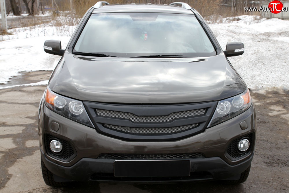 5 299 р. Решётка радиатора RA KIA Sorento XM дорестайлинг (2009-2012) (Глянец под окраску, с металлической сеткой, Неокрашенная)  с доставкой в г. Воронеж