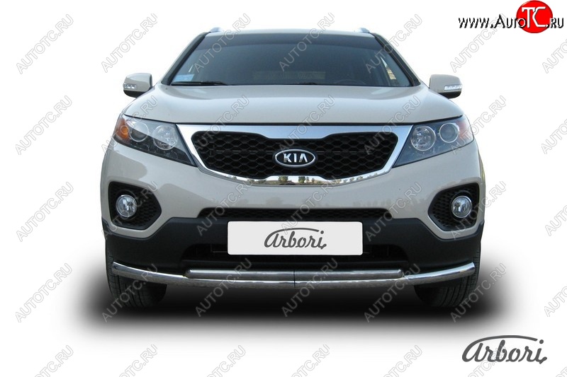 17 099 р. Защита переднего бампера Arbori (нержавейка, 2 трубы d57 и 42 mm) KIA Sorento XM дорестайлинг (2009-2012)  с доставкой в г. Воронеж