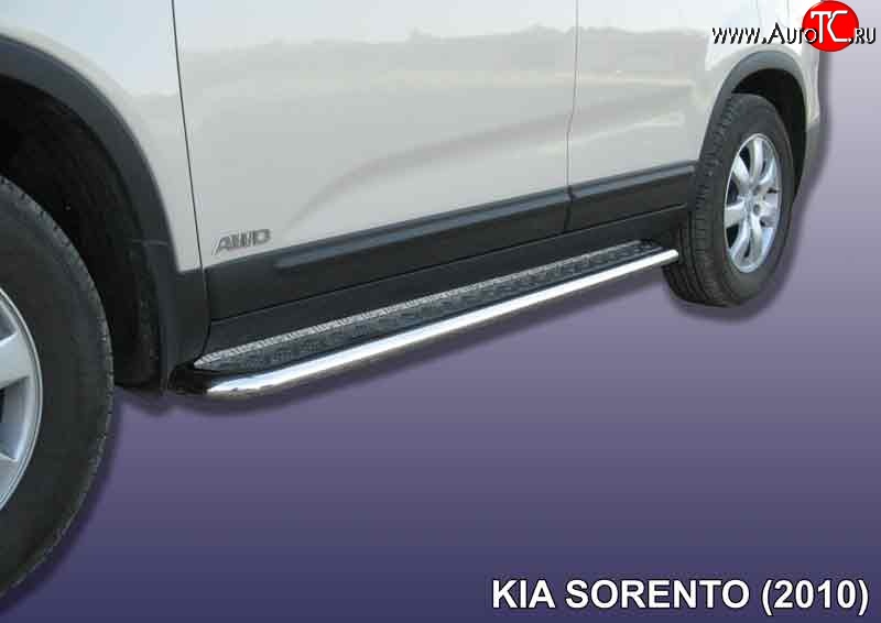 16 999 р. Широкая защита порогов из трубы диаметром 42 мм Slitkoff  KIA Sorento  XM (2009-2012) дорестайлинг (Нержавейка, Полированная)  с доставкой в г. Воронеж