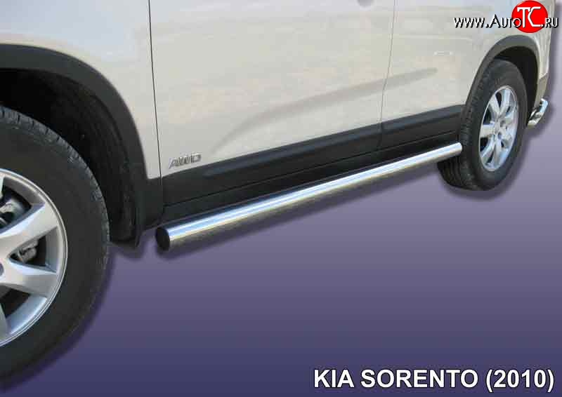 16 999 р. Защита порогов из круглой трубы диаметром 76 мм Slitkoff  KIA Sorento  XM (2009-2012) дорестайлинг (Нержавейка, Полированная)  с доставкой в г. Воронеж