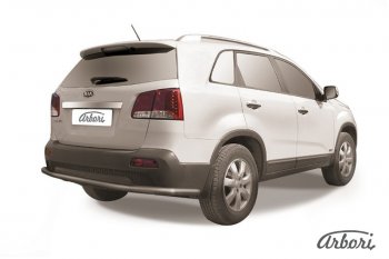 8 099 р. Защита заднего бампера Arbori (длинная, черная, 1 труба d57 mm).  KIA Sorento  XM (2009-2012) дорестайлинг  с доставкой в г. Воронеж. Увеличить фотографию 1