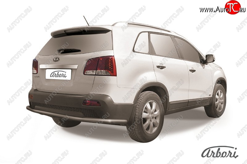 8 099 р. Защита заднего бампера Arbori (длинная, черная, 1 труба d57 mm). KIA Sorento XM дорестайлинг (2009-2012)  с доставкой в г. Воронеж