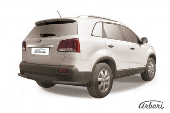 5 399 р. Защита заднего бампера Arbori (уголки, черная, 1 труба d57 mm).  KIA Sorento  XM (2009-2012) дорестайлинг  с доставкой в г. Воронеж. Увеличить фотографию 1