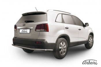 15 299 р. Защита заднего бампера Arbori (длинная, нержавейка, 1 труба d57 mm). KIA Sorento XM дорестайлинг (2009-2012)  с доставкой в г. Воронеж. Увеличить фотографию 1