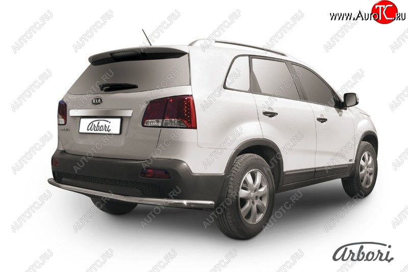 15 299 р. Защита заднего бампера Arbori (длинная, нержавейка, 1 труба d57 mm). KIA Sorento XM дорестайлинг (2009-2012)  с доставкой в г. Воронеж