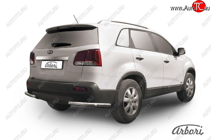 8 189 р. Защита заднего бампера Arbori (уголки, нержавейка, 1 труба d57 mm).  KIA Sorento  XM (2009-2012) дорестайлинг  с доставкой в г. Воронеж