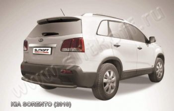 7 299 р. Защита заднего бампера из трубы d57 Slitkoff (короткая)  KIA Sorento  XM (2009-2012) дорестайлинг (Цвет: серебристый)  с доставкой в г. Воронеж. Увеличить фотографию 1