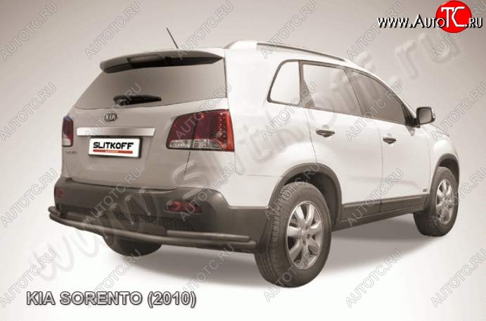 11 649 р. Защита заднего бампера из труб d57+d42 Slitkoff (с уголками)  KIA Sorento  XM (2009-2012) дорестайлинг (Цвет: серебристый)  с доставкой в г. Воронеж