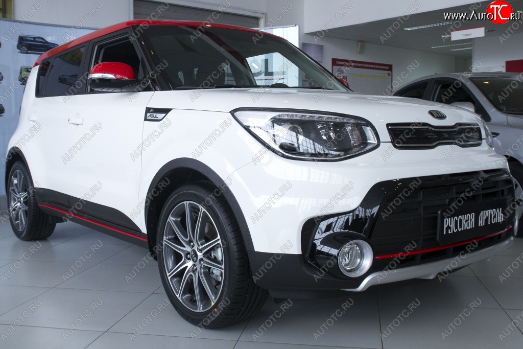 4 599 р. Накладки на колёсные арки RA (комплект 4 шт.) KIA Soul PS рестайлинг (2017-2019) (Поверхность шагрень)  с доставкой в г. Воронеж