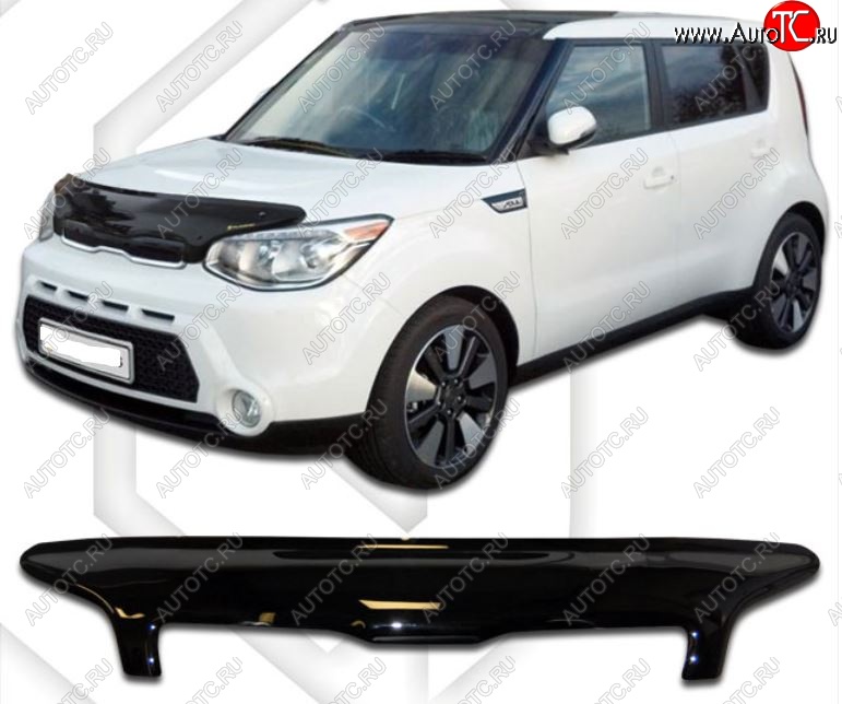 2 079 р. Дефлектор капота CA-Plastic  KIA Soul  PS (2014-2016) дорестайлинг (Classic черный, Без надписи)  с доставкой в г. Воронеж