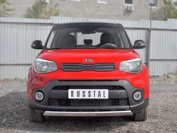 12 999 р. Защита переднего бампера (Ø75х42 мм, нержавейка) Russtal KIA Soul PS дорестайлинг (2014-2016)  с доставкой в г. Воронеж. Увеличить фотографию 2