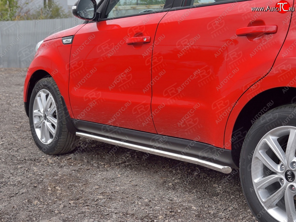 17 999 р. Защита порогов из круглой трубы диаметром 42 мм SLITKOFF v1 KIA Soul PS дорестайлинг (2014-2016)  с доставкой в г. Воронеж