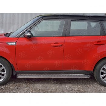 24 649 р. Широкая защита порогов с трубой диаметром 42 мм SLITKOFF v1 KIA Soul PS дорестайлинг (2014-2016)  с доставкой в г. Воронеж. Увеличить фотографию 3